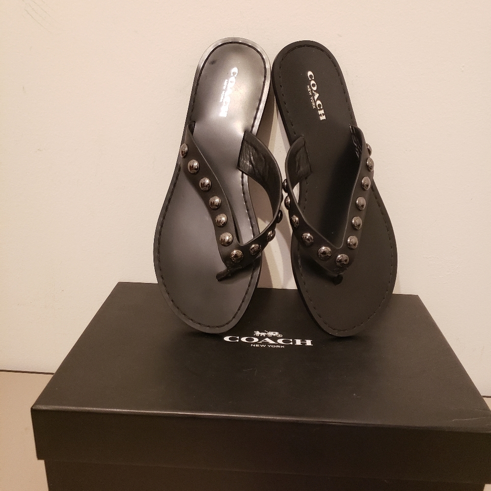 NEW NEVER WORN COACH FLIP FLOPS NAME ON HARDWARE 25.00 OFFER